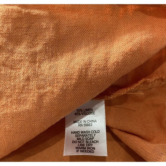 Cynthia Rowley Linen Blouse Women's Size 1X Flutter Bell Sleeve Scoop Neck - Picture 6 of 7